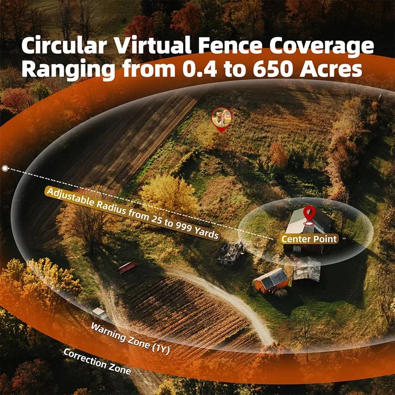 GPS Dog Fence Wireless Smart Pet Training Collar Invisible OLED