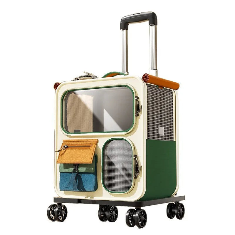 Rolling Cat Carrier with Wheels for Large Cats Small Dogs Up To 25 LBS  Ideal for Travel Walking and Camping Cat Handbag Dog Bag