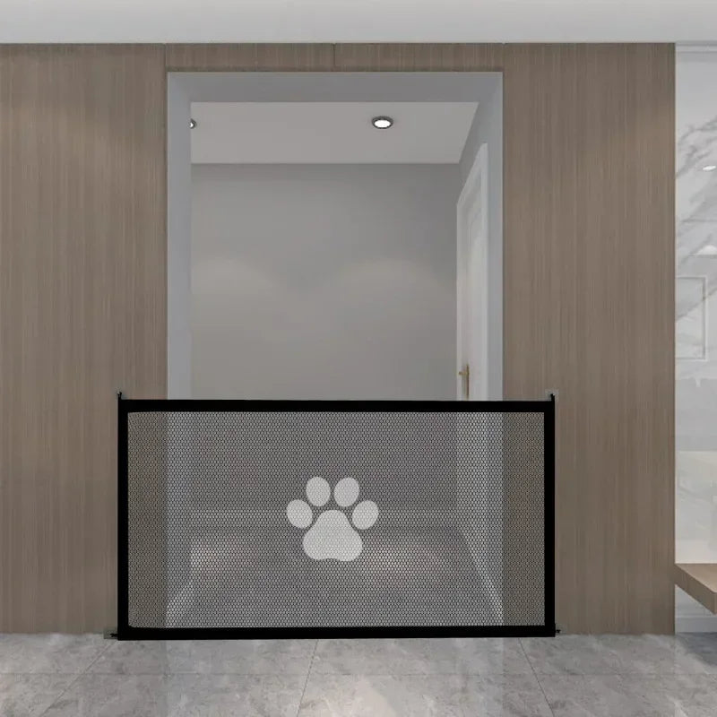 Pet Dog Barrier Fences Portable Folding Breathable Mesh Pet Safety Gate Isolated Networks Doorways Staircases Dog Fences - Black-S-110X78 | Purrfect Pet Kingdom