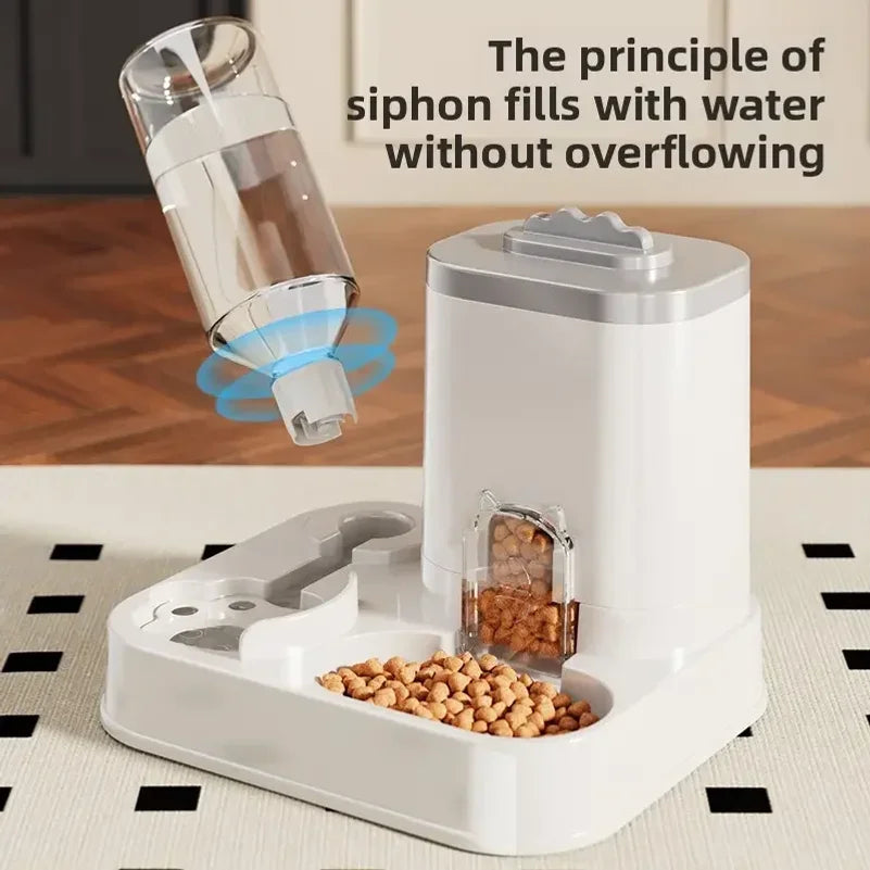 Automatic Cat & Dog Water Dispenser with Integrated Food Basin No