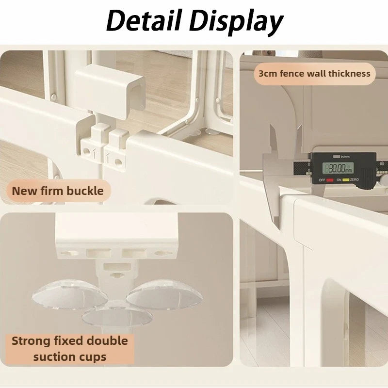 Indoor Playpen Dog Fence Cage with Gate Big Portable Dog Fences Acrylic Transparent Panel Pet Fences Household Puppy Supplies - Majestic Pet Kingdom