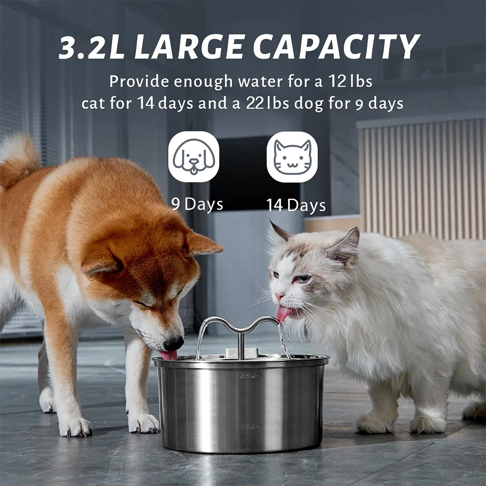 Majestic Pet Kingdom - 3L Cat Water Fountain Stainless Steel Pet Water Fountain with Automatic Water Fountain for Cats Inside Dog Fountain Dispenser View 5