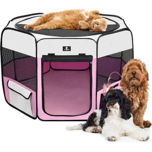 Portable Pet Playpen Foldable Exercise Pen For Dogs Cats Indoor Outdoor - Majestic Pet Kingdom