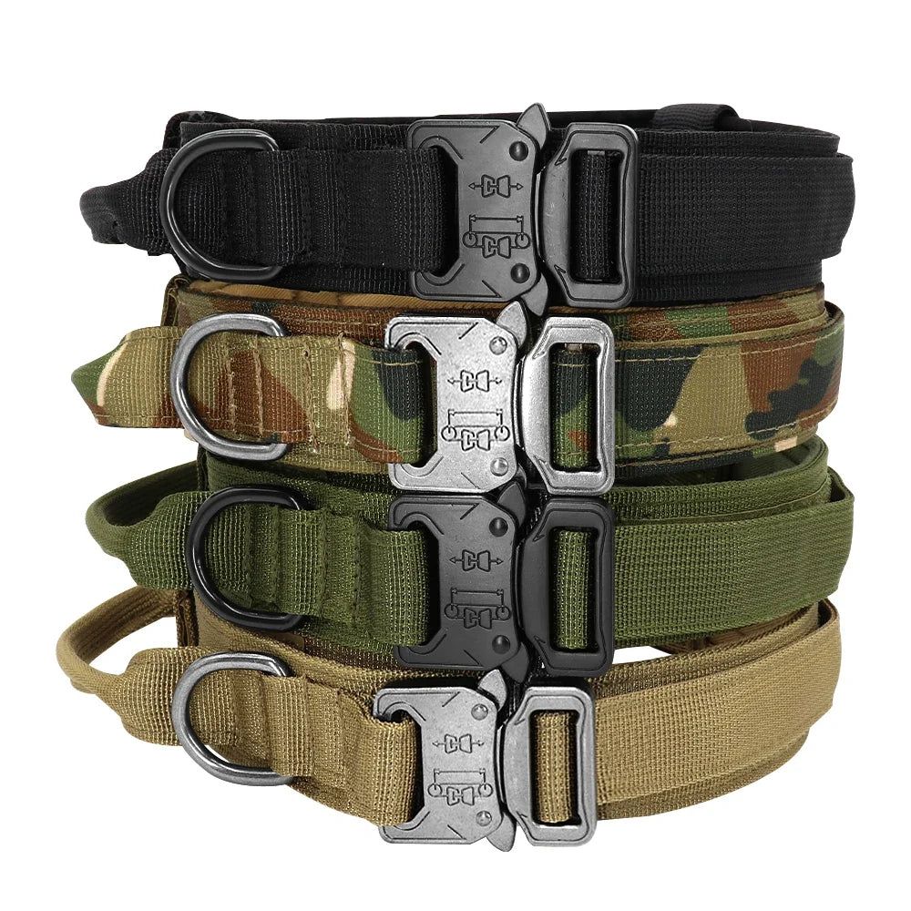 Military Tactical Dog Collar Nylon Dogs Collars Durable Pet Training Necklace Adjustable For Medium Large Dogs French Bulldog - black | Purrfect Pet Kingdom