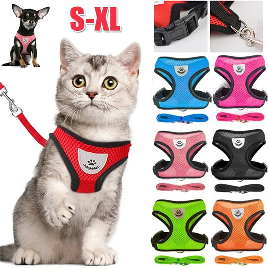Cat Harness and Leash Set Reflective Breathable Mesh Vest Lead