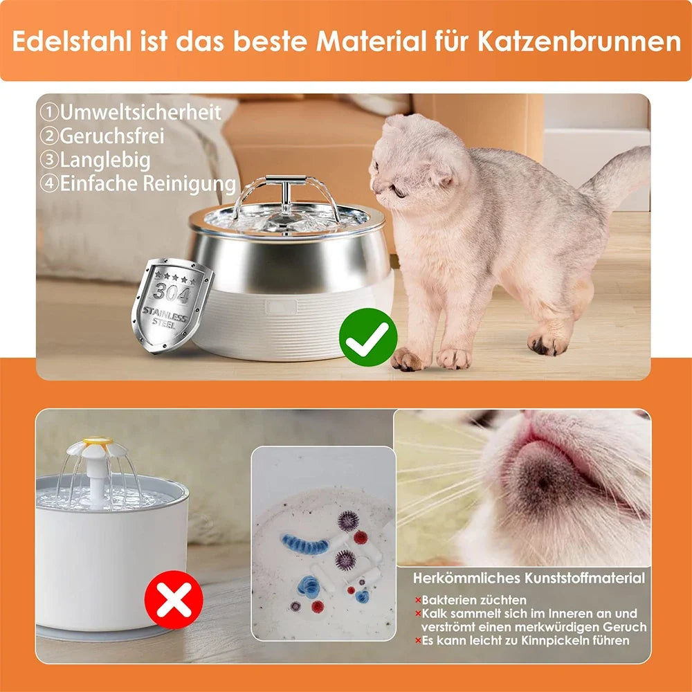 3L Stainless Steel Pet Cat and Dog Drinking Fountain Ultra-Silent Water Pump Suitable for Multiple Pet Drinking Bowls - Majestic Pet Kingdom