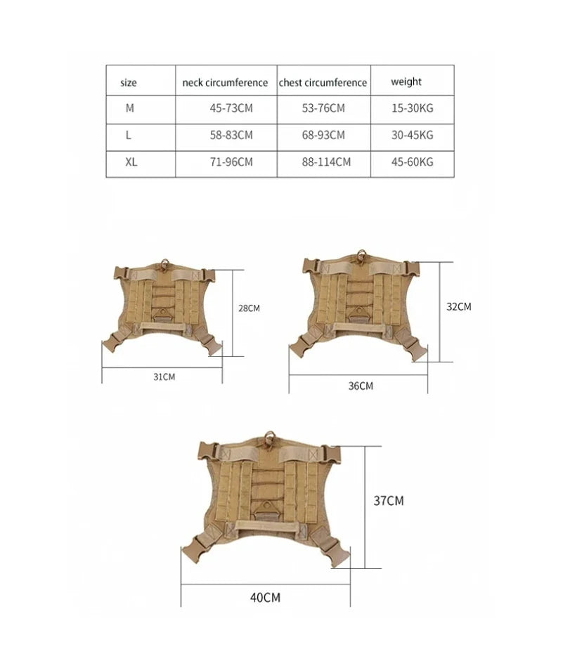 Tactical Dog Harness Military Training  Padded Quick Release Vest Pet Training Dog Harness For Set Small Medium Large Dogs - Army green | Purrfect Pet Kingdom