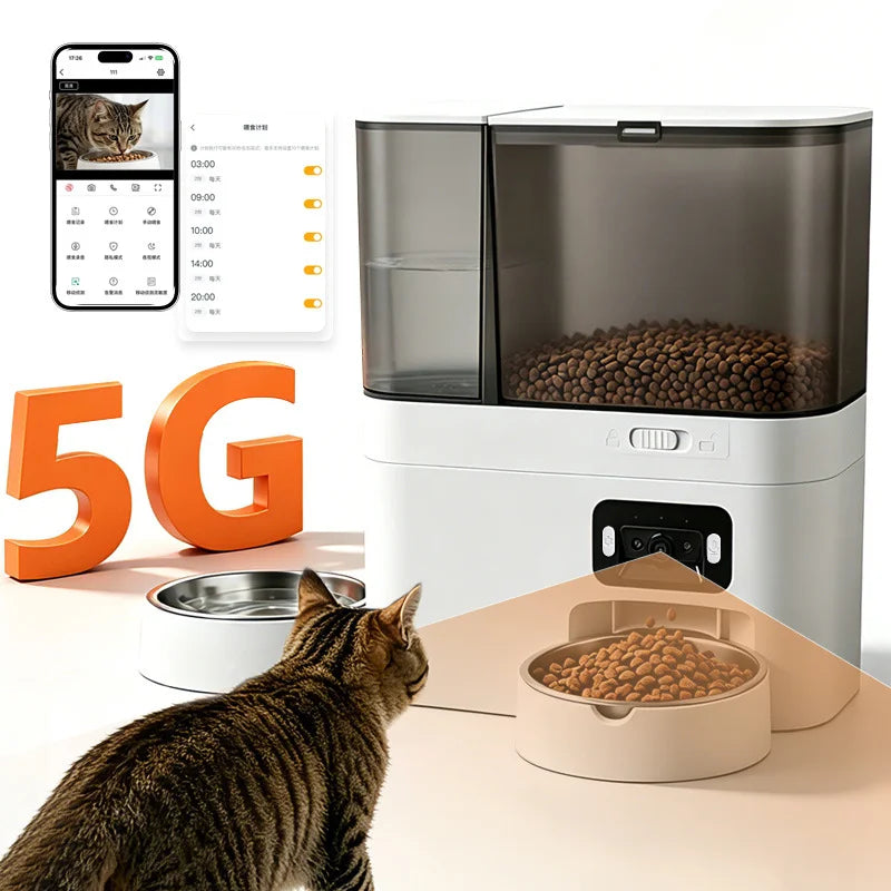 Automatic Camera Automatic Pet Feeder Water Fountain WIFI APP Video Smart Dog 5L Food Dispenser 3L Gravity Water Drinker Bowl - Majestic Pet Kingdom