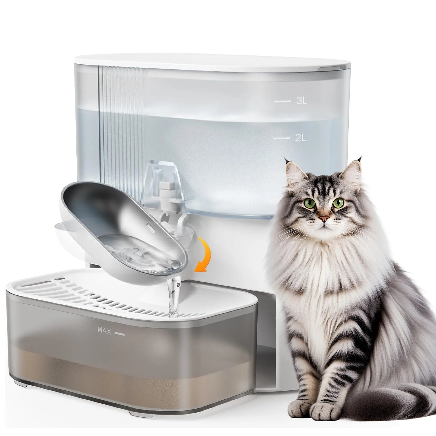 Majestic Pet Kingdom - 3LSmart Timed Water Dispenser for Cats & Small Dogs, Automatic Pet Fountain, Wastewater Separation Fresh Water, No Filter No APP View 7