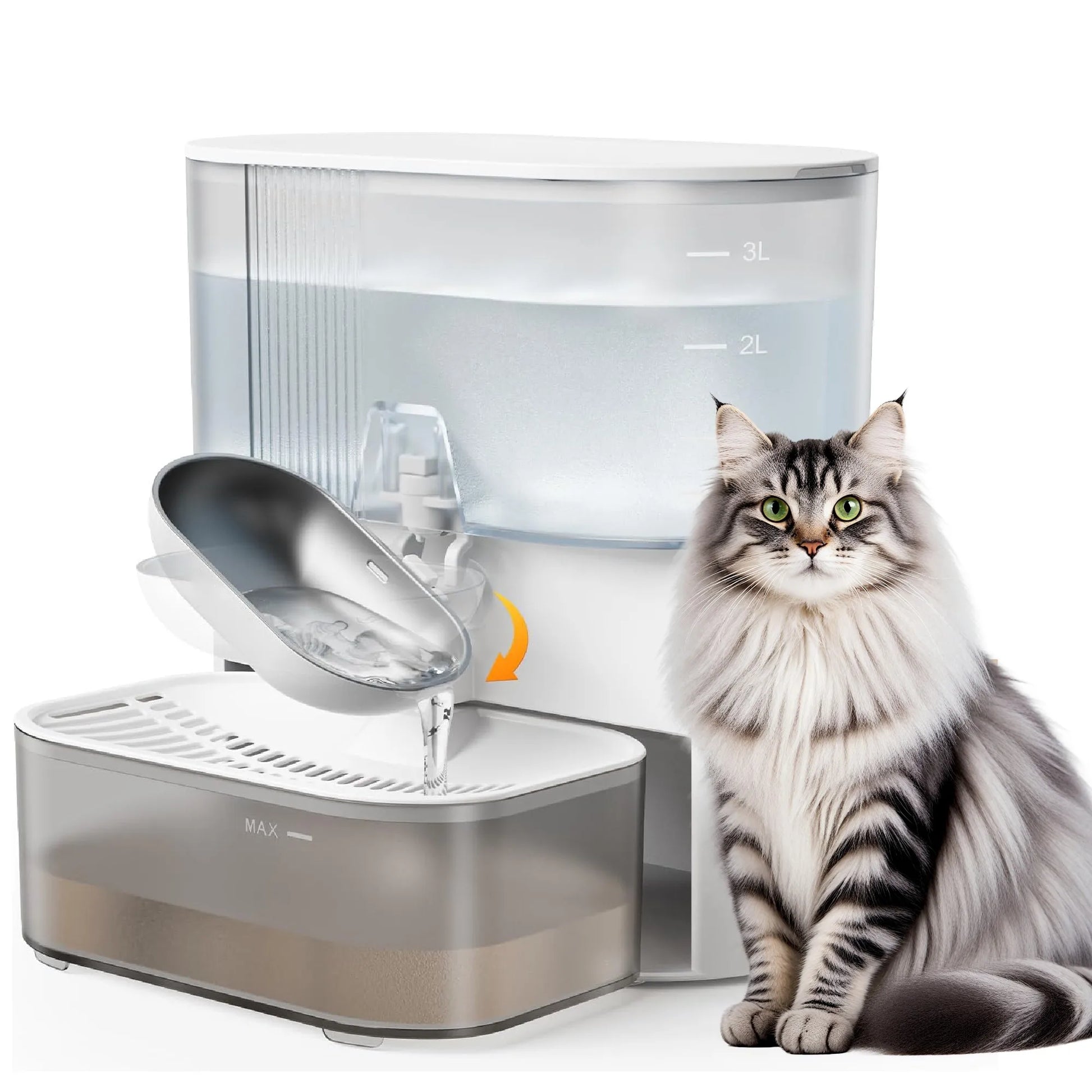 Majestic Pet Kingdom - 3LSmart Timed Water Dispenser for Cats & Small Dogs, Automatic Pet Fountain, Wastewater Separation Fresh Water, No Filter No APP View 7