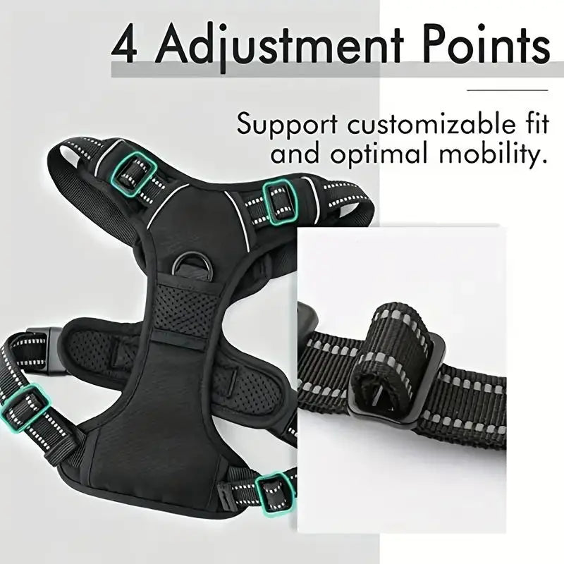 Service Dog Harness Front Clip Heavy Duty Reflective Easy Control Handle for Large Dog Walking，Easy to Control for Small Medium - Majestic Pet Kingdom