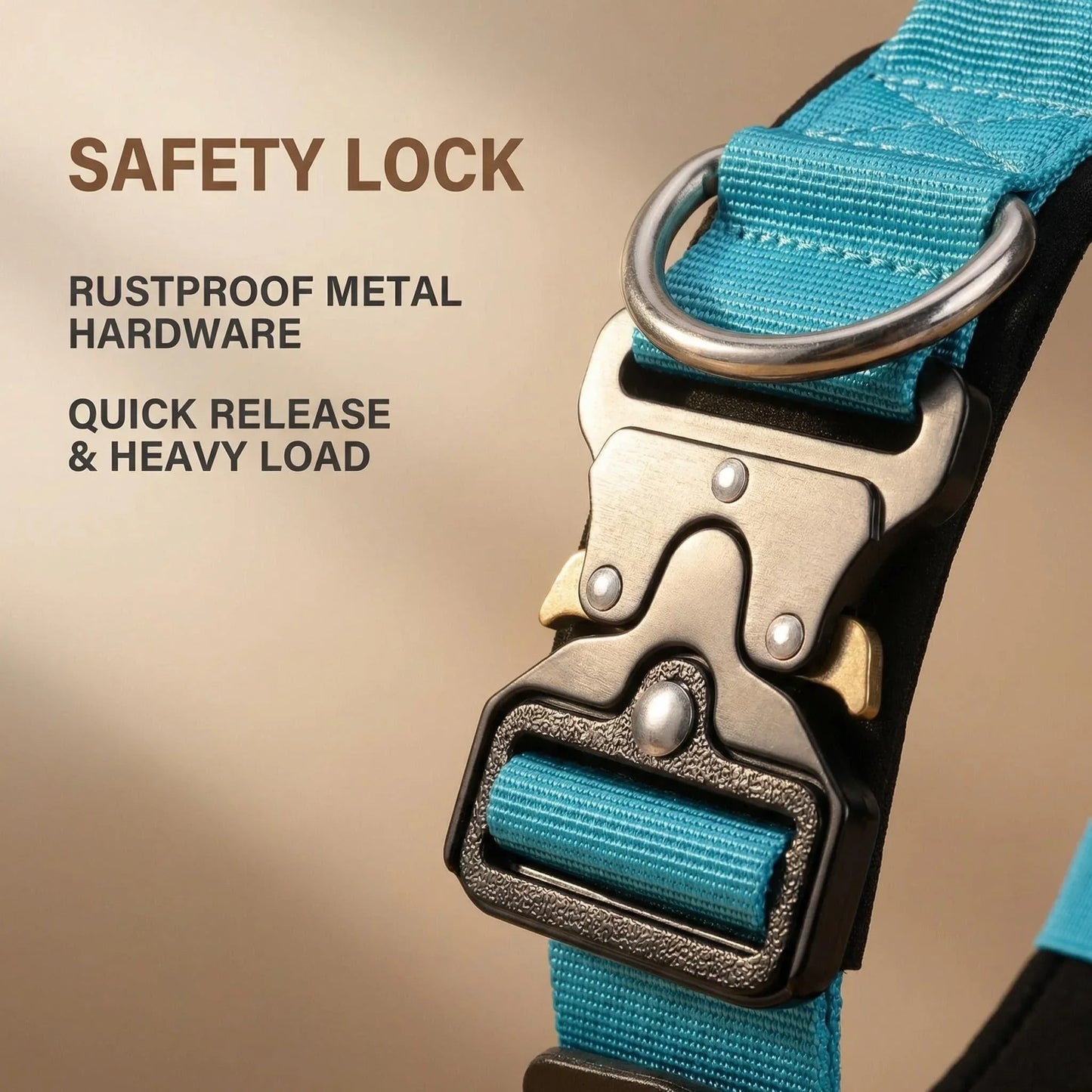 Padded Tactical Dog Collar Heavy Duty, Soft Neoprene Adjustable Nylon with Metal Buckle for Large Medium Dogs - Army Green | Purrfect Pet Kingdom