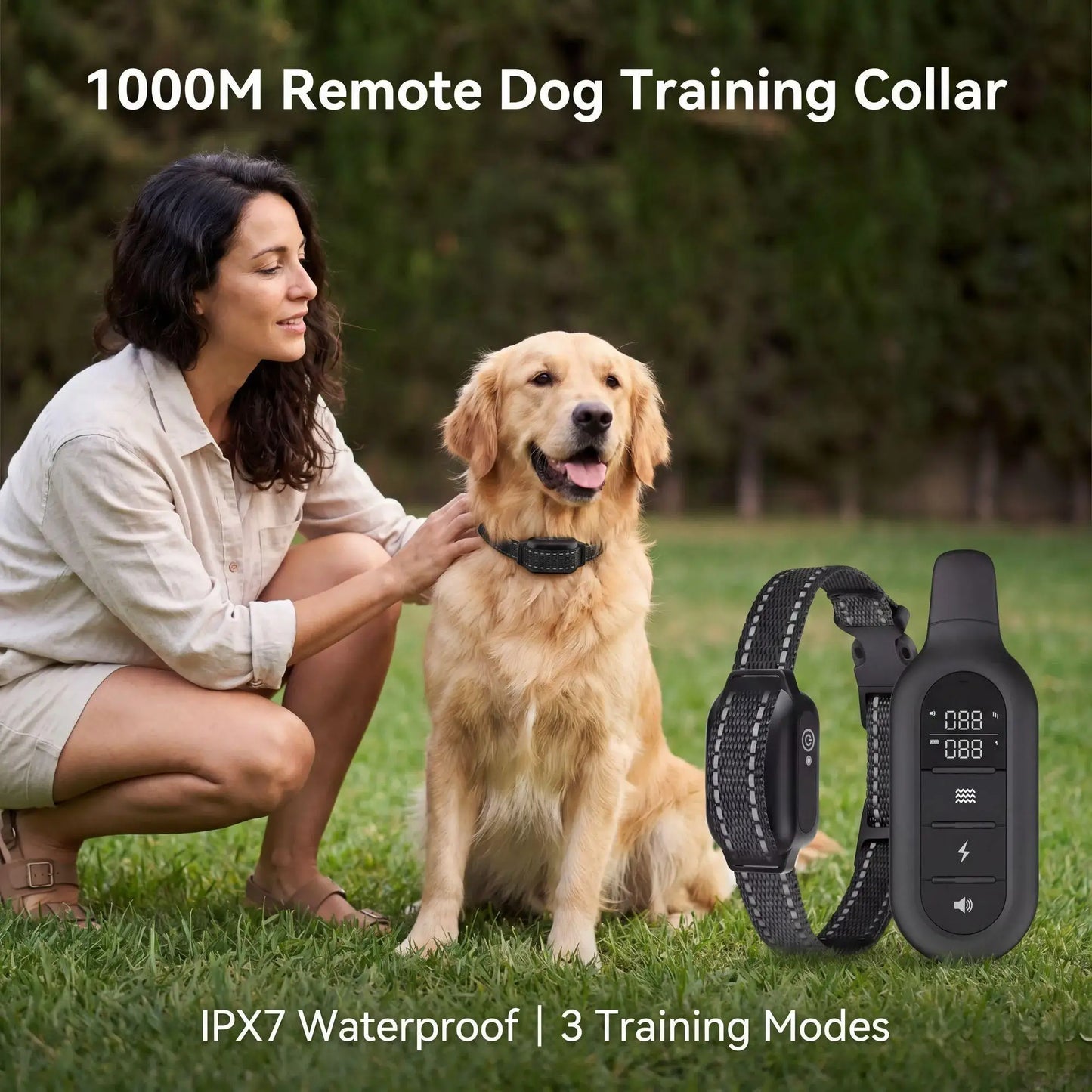 1000m Dog Training Collar Remote Control, Waterproof Rechargeable Dog