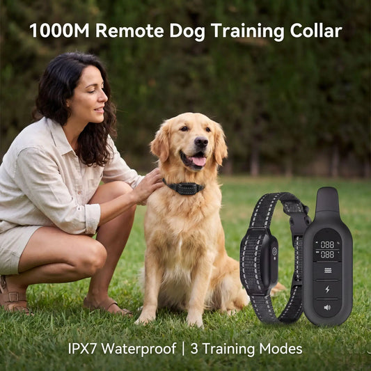 Dog Training Collar 1000m Waterproof Remote Beep Shock Device