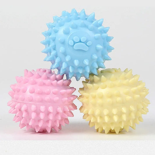 Dog Ball Toy Rubber Footprint Pattern Dental Teething Chewer