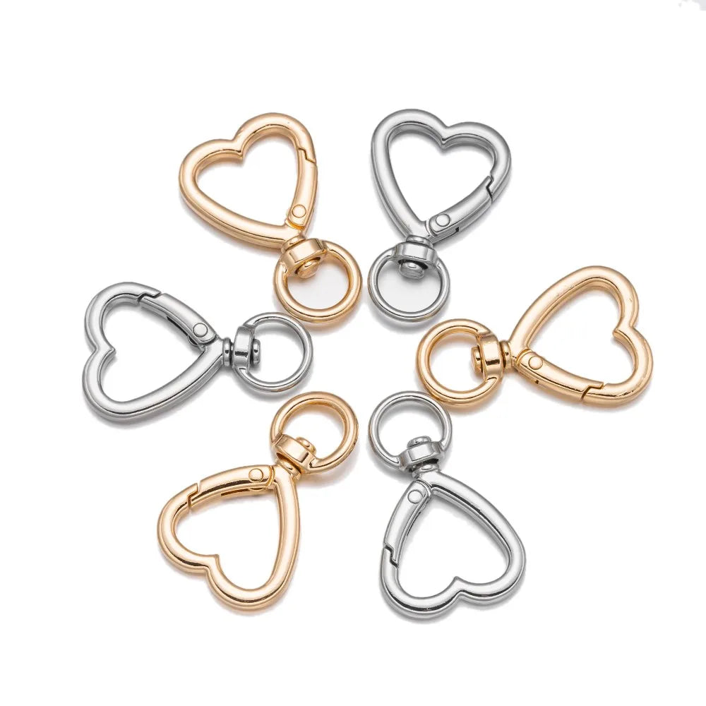 5Pcs Heart Shape Rotation Alloy Lobster Spring Clasps