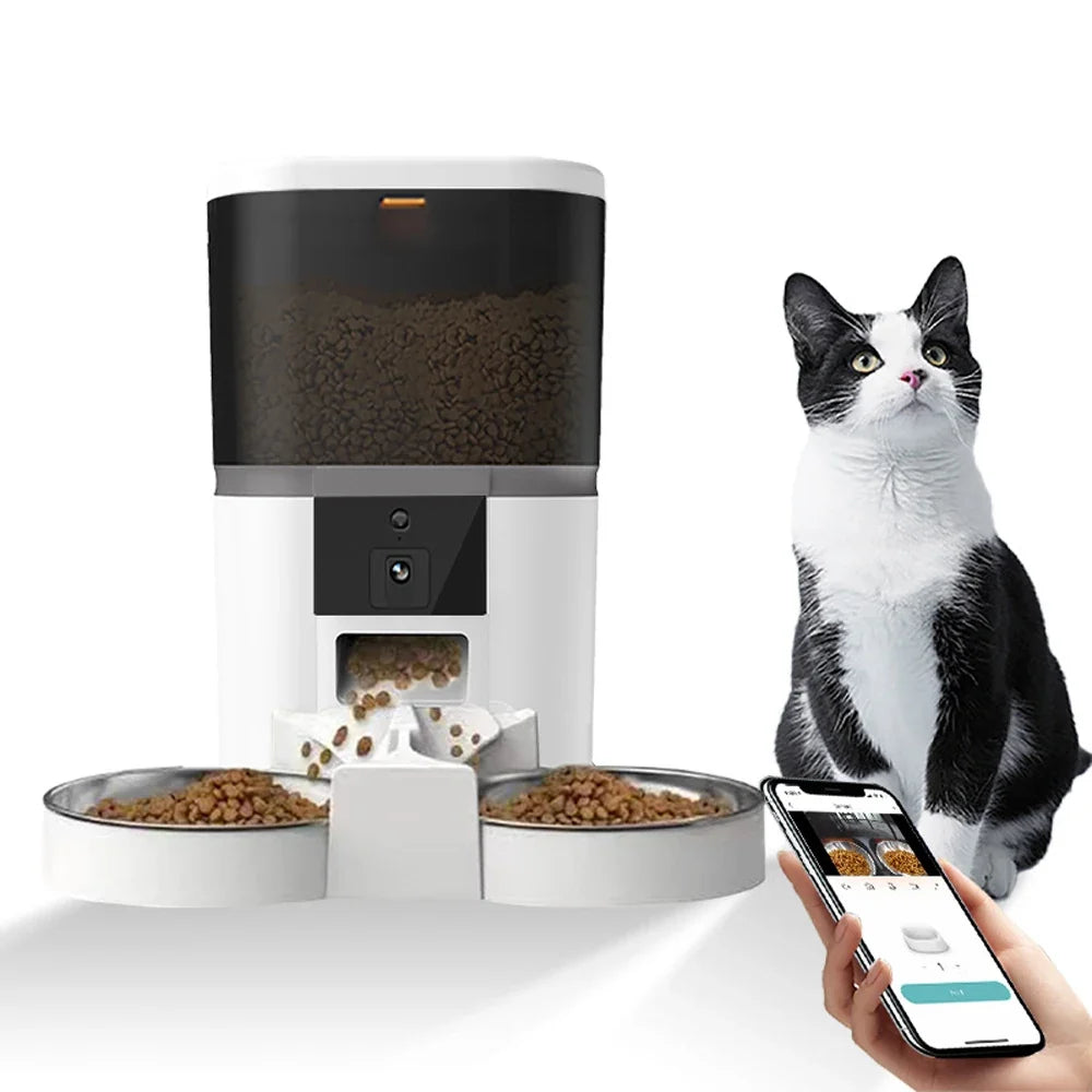 4L With HD Camera Automatic Pet Feeder Cat And Dog Food Automatic Dispenser Suitable For Two Pet Cat And Dog Feeding Remote Feed - Majestic Pet Kingdom