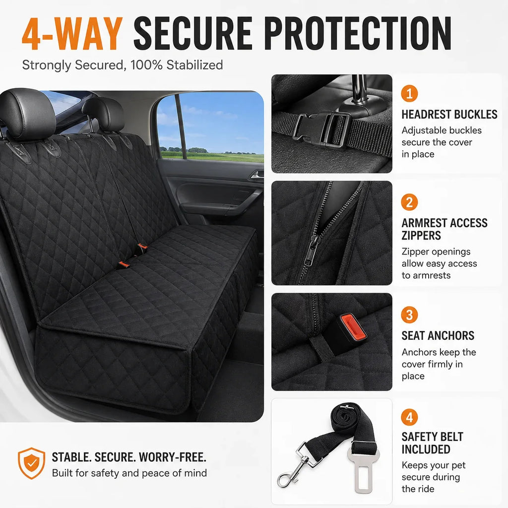 Dog Seat Cover Waterproof Lightweight Quilted Rear Bench