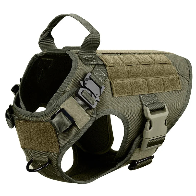 Tactical Vest Pet German Shepherd Golden Retriever Tactical Training Dog Harness and Leash Set For All Breeds Dogs - Brown Set | Purrfect Pet Kingdom