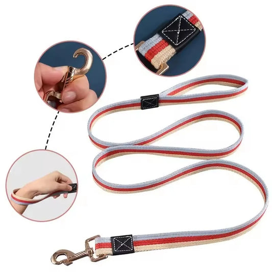 Dog Walking Leash Durable Canvas Training Lead Strap 2-Pack - Detail Angle 2 | Majestic Pet Kingdom
