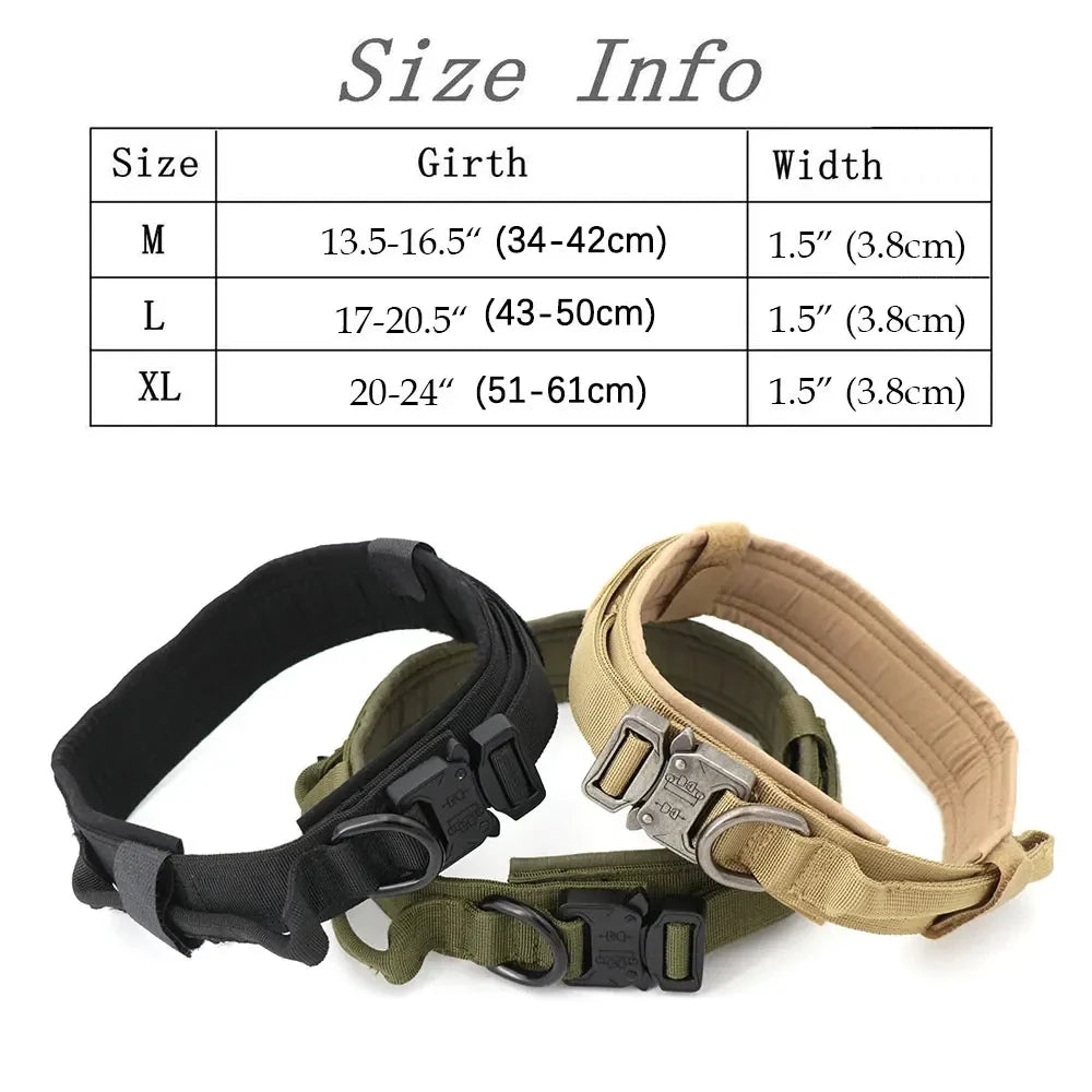 Heavy Duty Tactical Dog Collars with Handle Military Collar with Patch Outdoor Training and Walking for Medium and Large Dogs - Camouflage | Purrfect Pet Kingdom