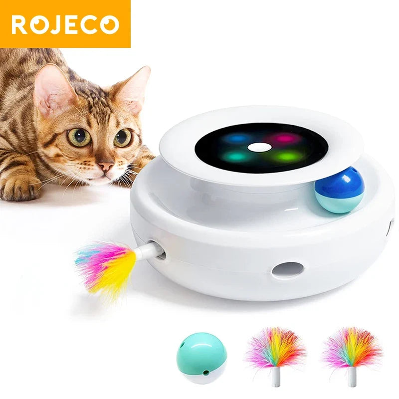 ROJECO 2 in 1 Smart Cat Toys Automatic Feather Fun Ball Set For Cat | Majestic Pet Kingdom™