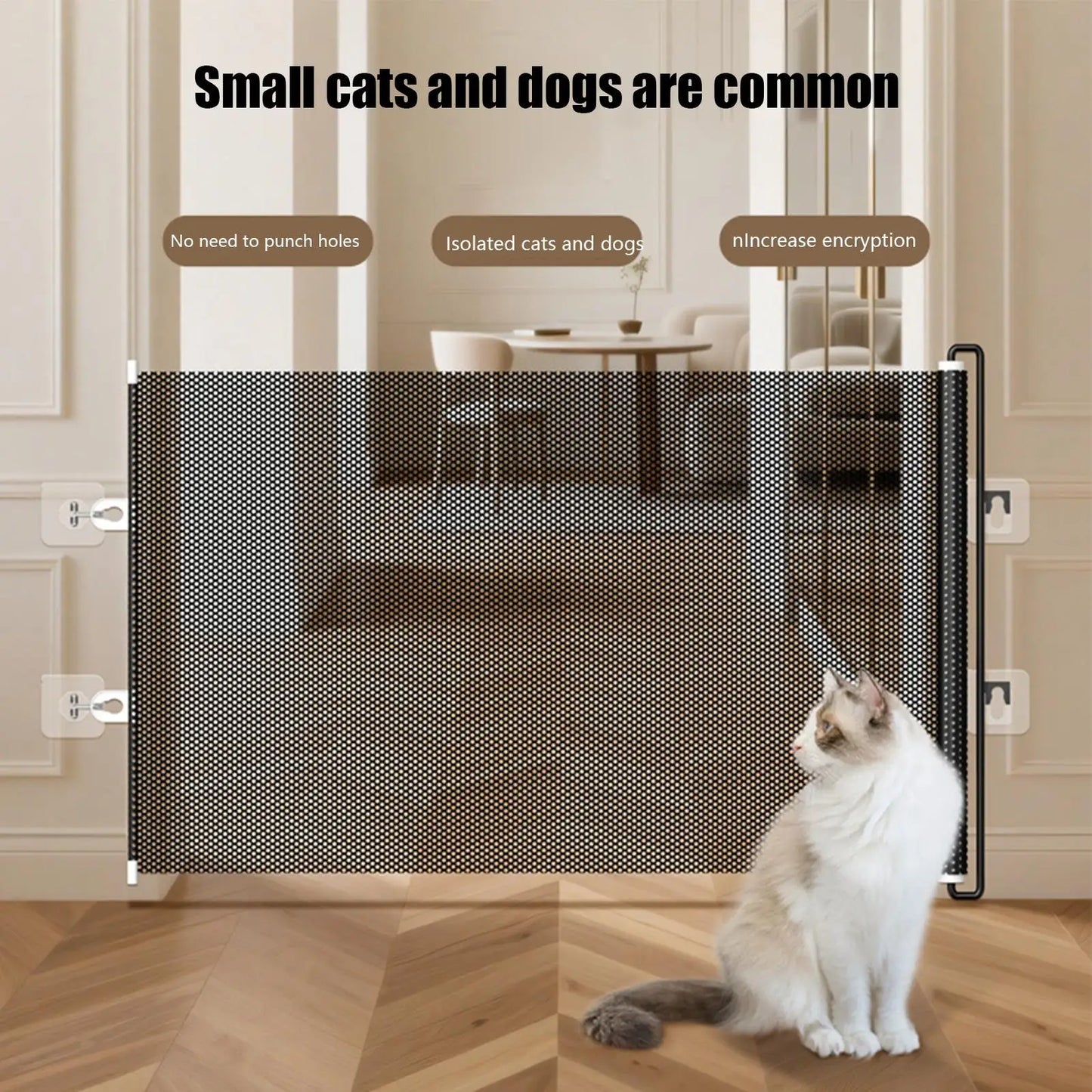 Retractable Pet Gate Dog Retractable Gate No-Drill Childproof Net Fence Cat Baffle for Indoor Staircase Patio Fireplace Deck | Purrfect Pet Kingdom