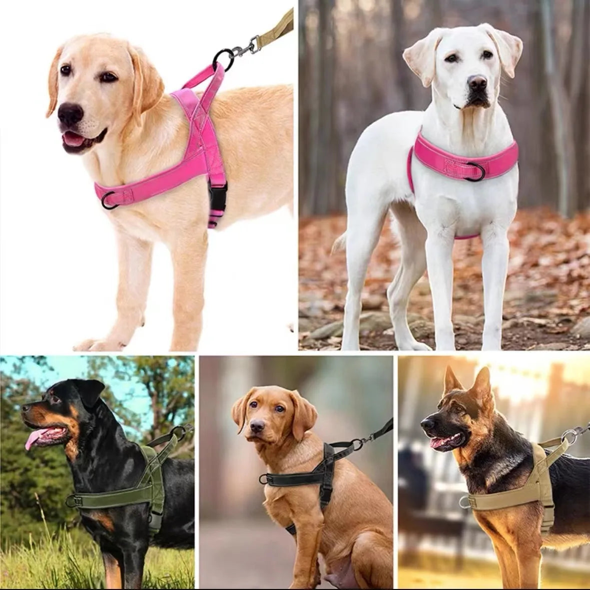 Explosion-Proof Tactical Harness Dog Traction Large Dog Collar Vest Style Golden Retriever Dog Walking Traction Vest - army green | Purrfect Pet Kingdom