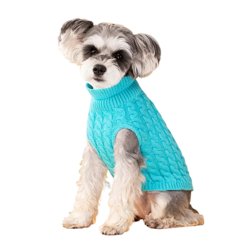 Classic Solid Knit Dog Sweater | Warm Winter Pullover for Small Breeds