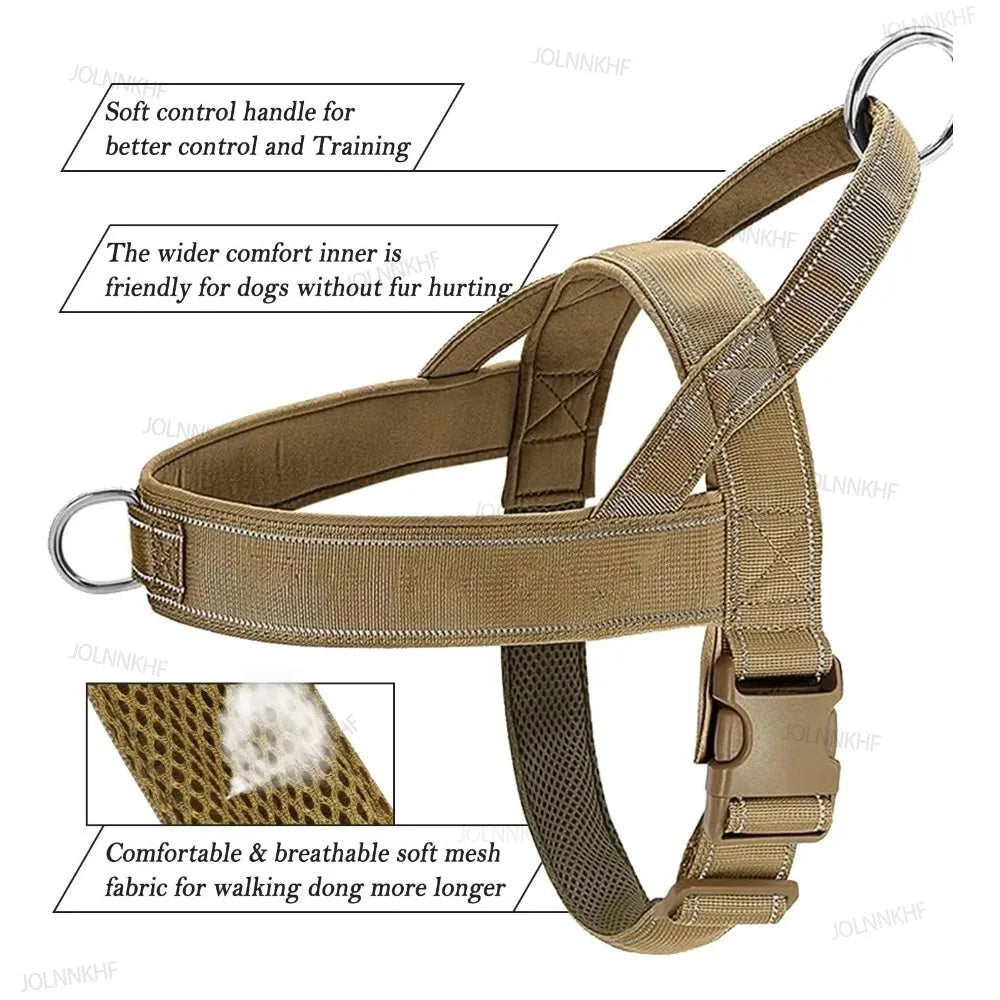 Tactical Dog Harness Reflective No-Pull Nylon Training Vest