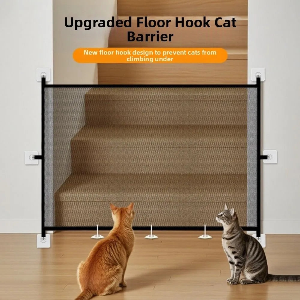 Retractable Pet Barrier Mesh Gate Folding Anti-Escape Dog Safety