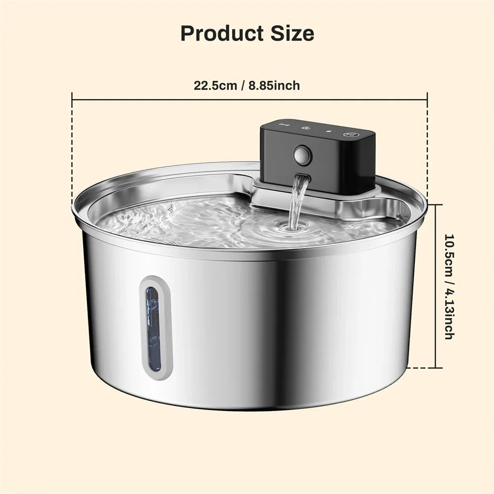 Majestic Pet Kingdom - 3L 5V USB Stainless Steel Wireless Recharging Sensor Auto Cat Water Drinking Fountain For Cats Dog Drinker Pet Dispenser Bowl View 5