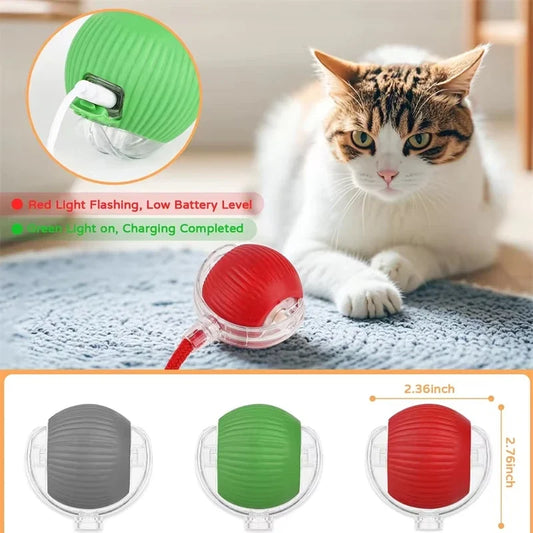 Cat Toy Smart Rolling Ball with Faux Mouse Tail USB Motion