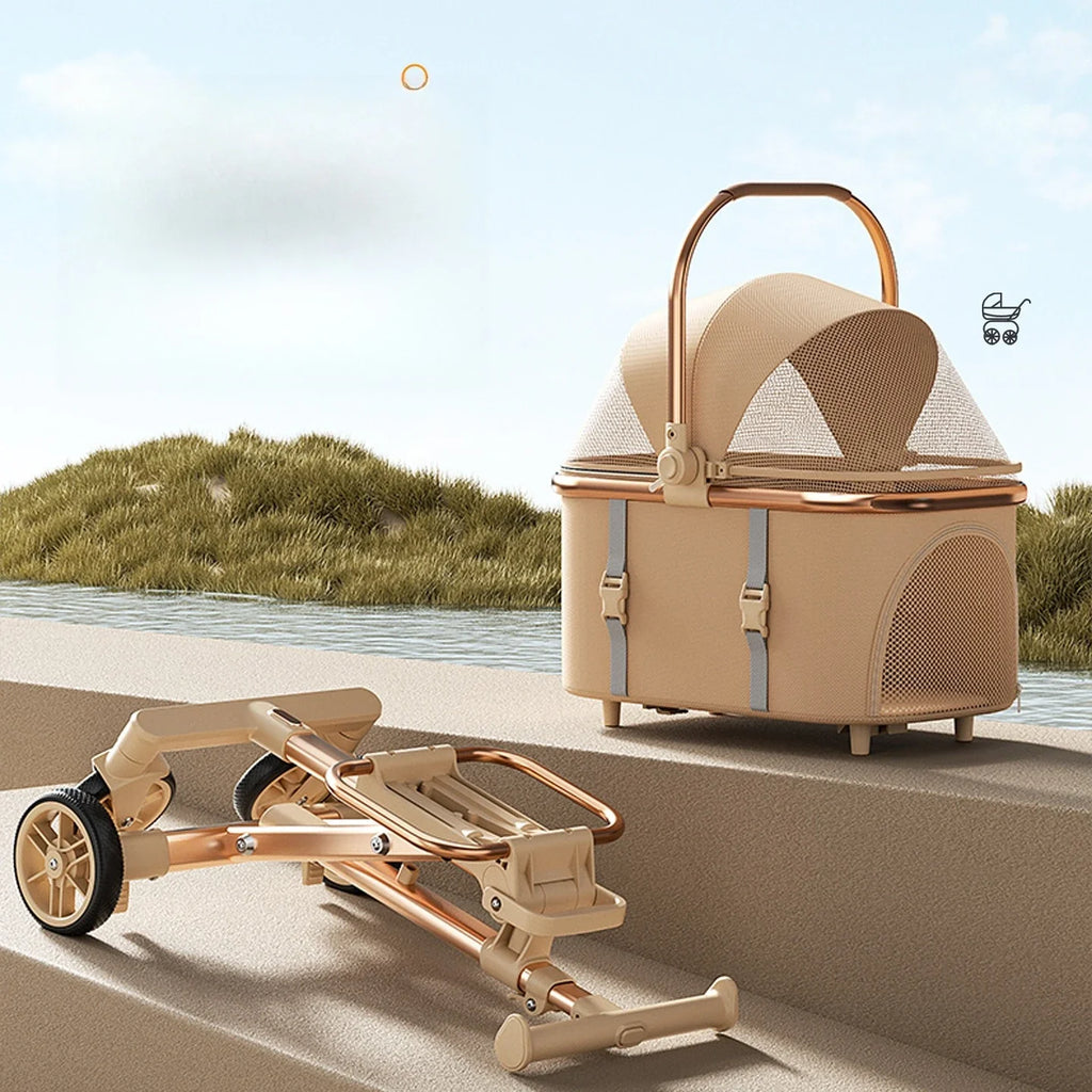 3 in 1 Pet Stroller for 20LBS Dogs Cats with Detachable Carrier Foldable Pet Travel Carrier for Car Seat Hand Carry Safe Outings