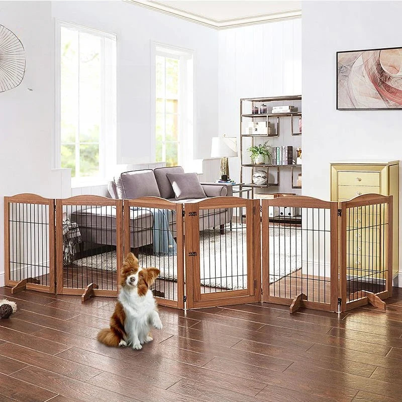 Wooden Pet Fence Dog Fence Freely Combinable Pet Isolation Door Indoor Foldable Dog Cage for Small and Medium Dogs Pet Supplies - Majestic Pet Kingdom