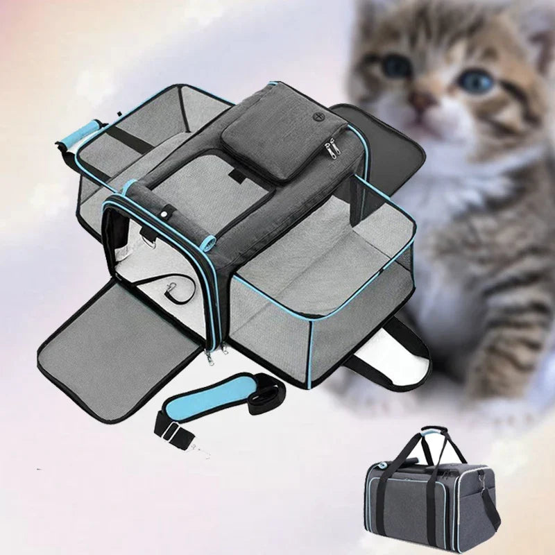 Cat Bag Foldable Large Capacity Cat Outdoor Car Expansion Portable Pet Handbag Breathable Diagonal Cross Bag for Cats and Dogs - Majestic Pet Kingdom