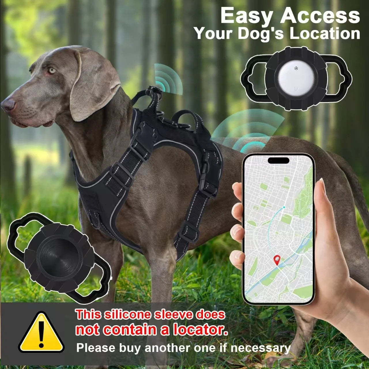 No Pull Dog Harness with Locator Silicone Protective Cover Anti slip Adjustable Pet Chest Harness for Medium & Large Dogs - Majestic Pet Kingdom