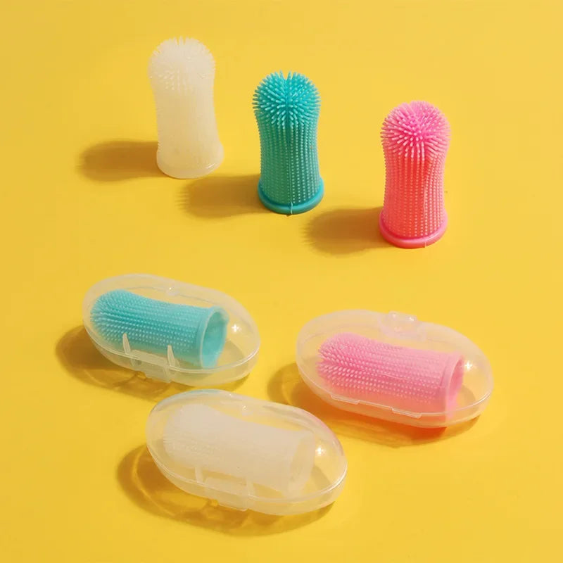 Dog Toothbrush Non-Toxic Silicone Finger Dental Care Brush 4-Pack - Detail Angle 5 | Majestic Pet Kingdom
