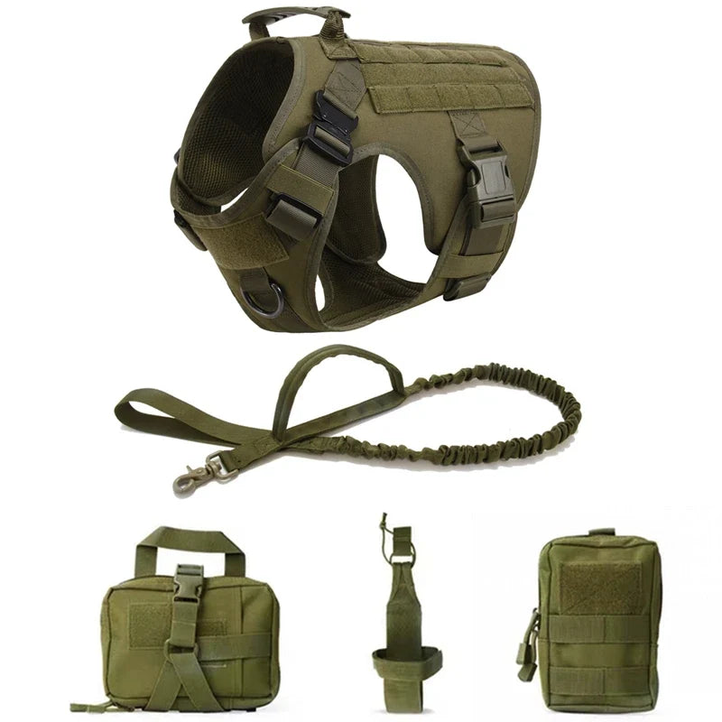 Tactical Military Vest Pet German Shepherd Golden Retriever Tactical  Training Dog Harness and Leash Set For All Breeds Dogs - Black 5 piece set | Purrfect Pet Kingdom
