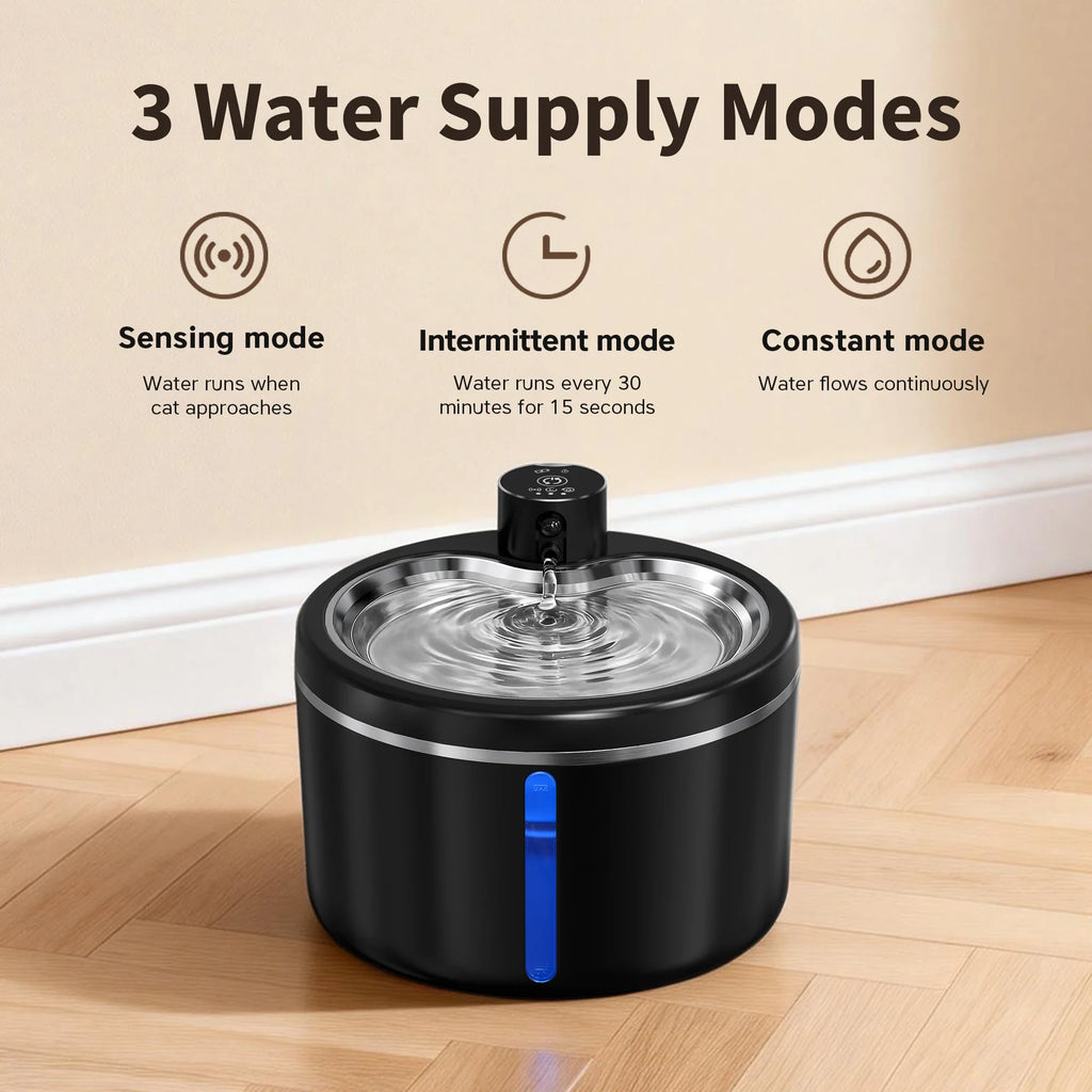 3L Cat Water Fountain Automatic Filter Pet Water Purifier 4000mAh Long-lasting Battery and Silent Pump with Stainless Steel Tray - Majestic Pet Kingdom