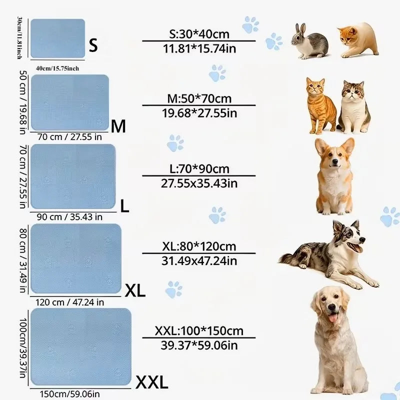 Pet Cooling Pad Smooth Bear Pattern Washable Ice Summer Mat