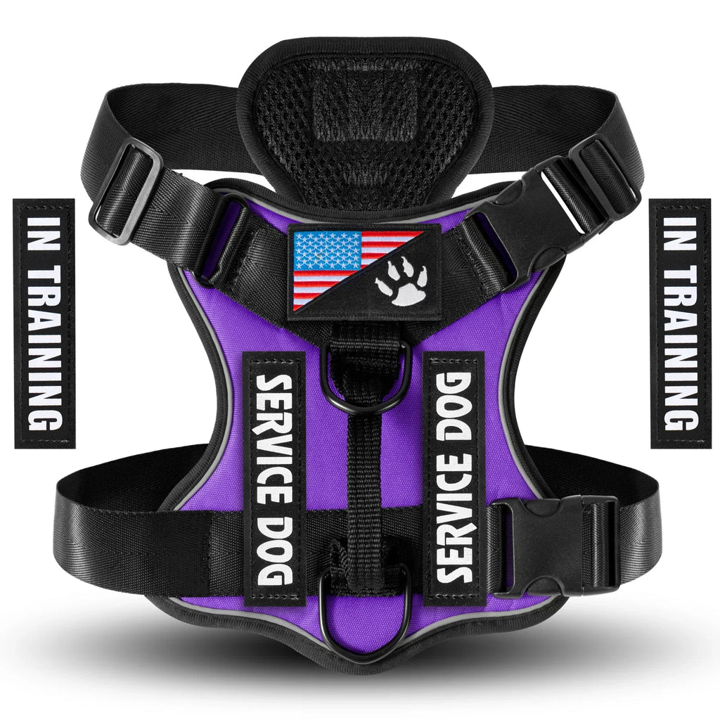 Service Dog Harness, Reflective Dog Vest Harness with 5 PCS Patches, Adjustable Soft Oxford Pet Harness, Inner Layer Mesh, Easy - Majestic Pet Kingdom