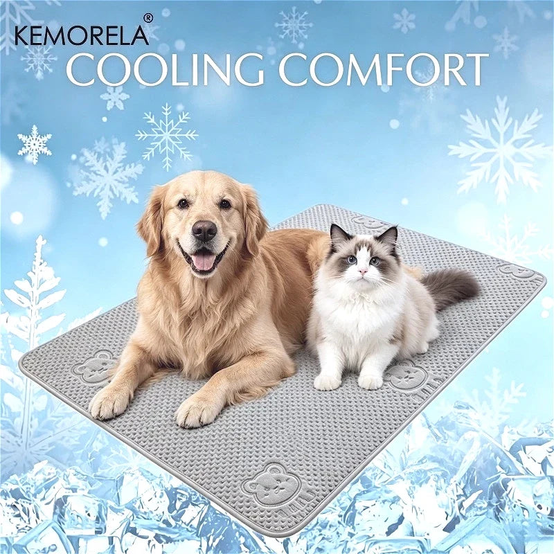 Pet Cooling Pad Smooth Bear Pattern Washable Ice Summer Mat