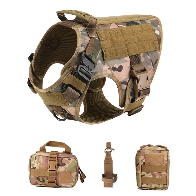 Tactical Military Vest Pet German Shepherd Golden Retriever Tactical  Training Dog Harness and Leash Set For All Breeds Dogs - Green 5 piece set | Purrfect Pet Kingdom
