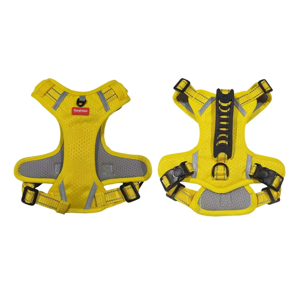 Tactical Dog Harness No Pull Reflective Pet Vest Adjustable Breathable Mesh Dog Chest Strap with Handle for Small Large Dogs Cat - Yellow | Purrfect Pet Kingdom