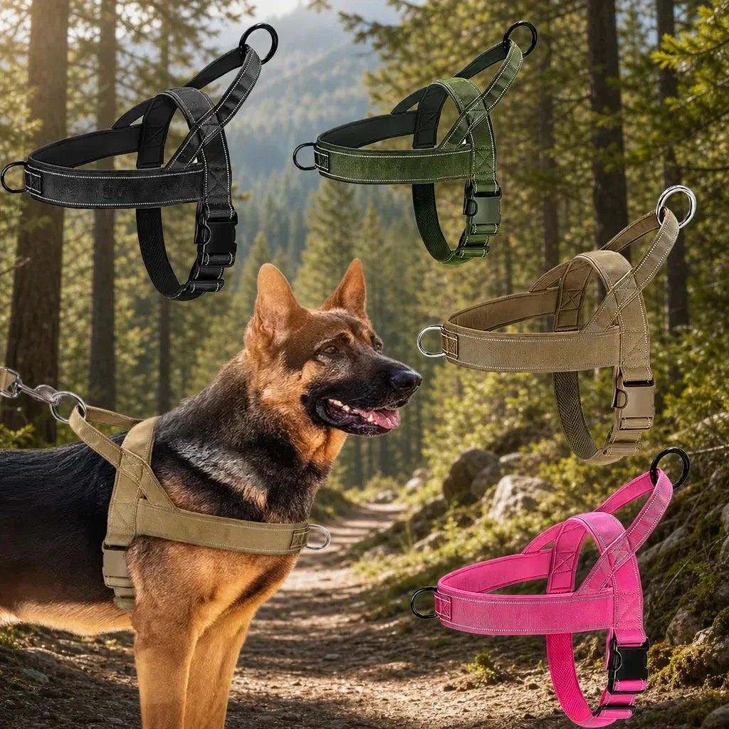 Tactical Anti-Pull Dog Harness - 1000D Nylon Adjustable for Large | Majestic Pet Kingdom™