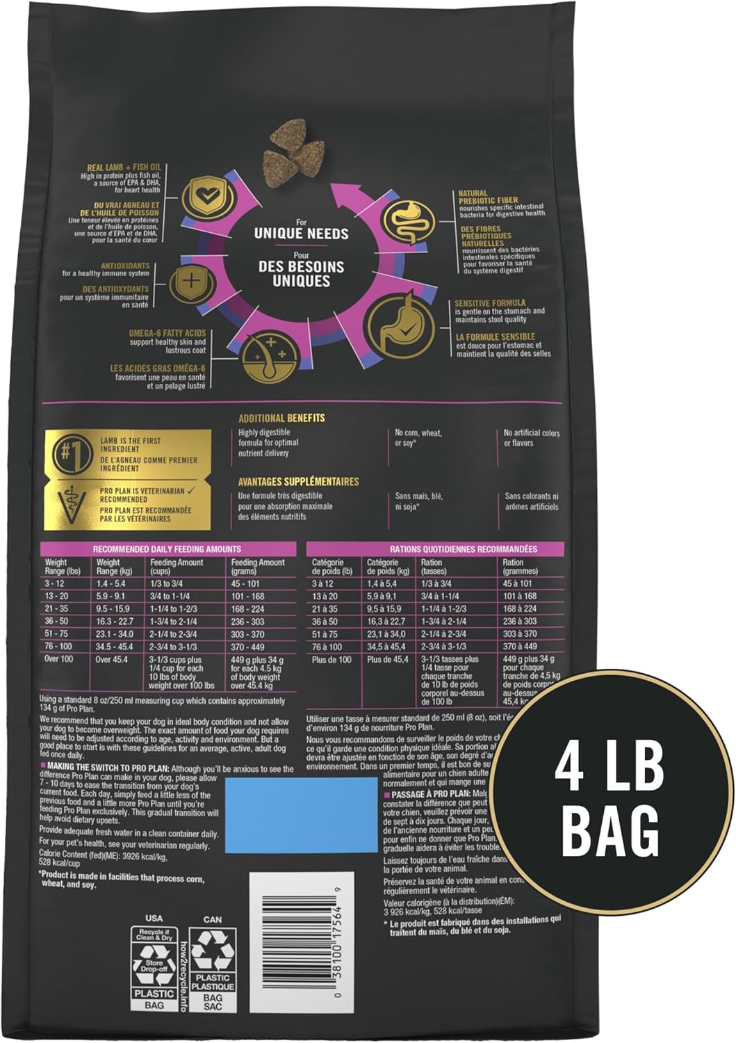 Dog Food Pro Plan Sensitive Skin & Stomach Lamb Oatmeal Bag