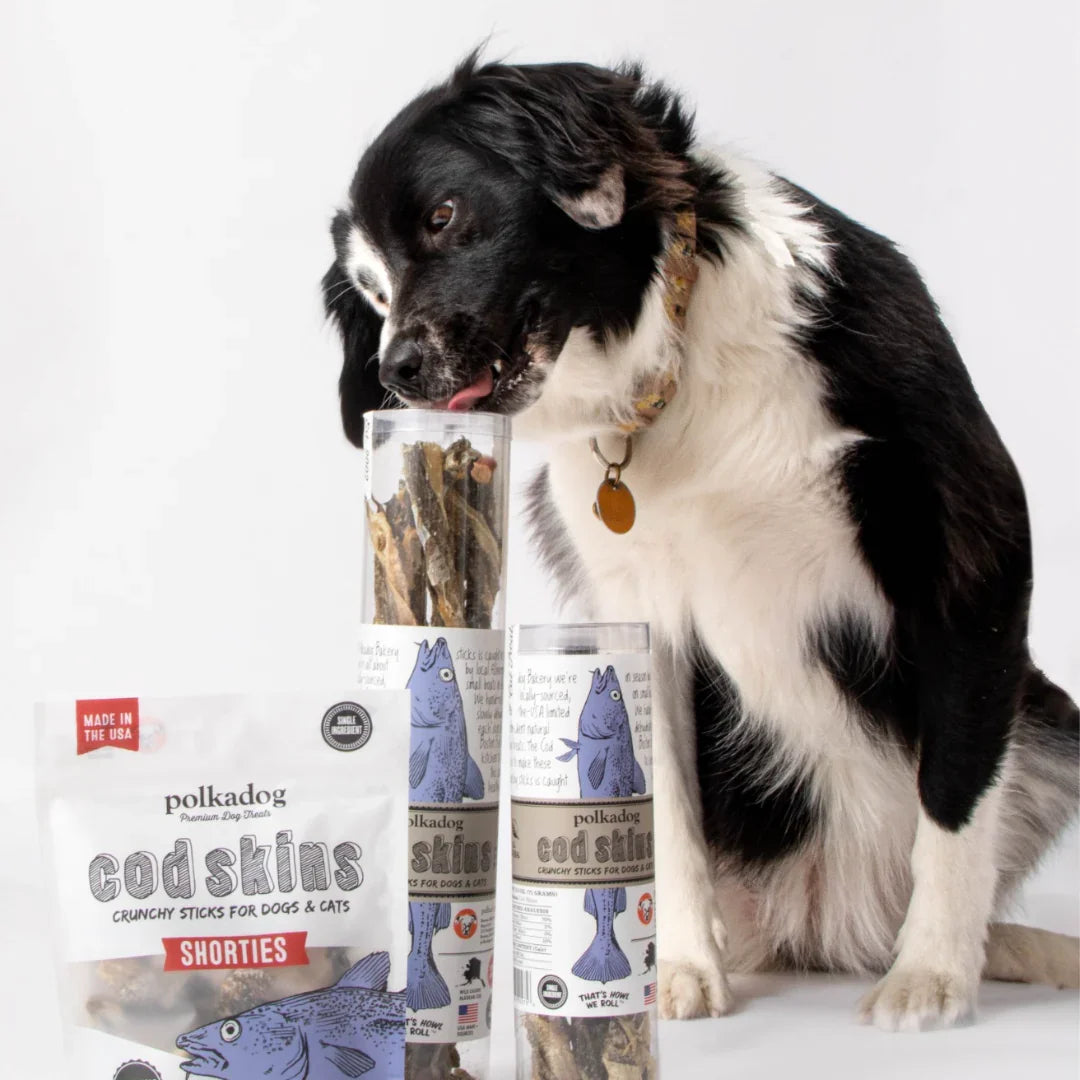 Dog Treats Polkadog Cod Skin Shorties Crunchy Fish Chews 2oz - Detail Angle 2 | Majestic Pet Kingdom