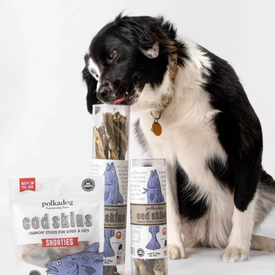 Dog Treats Polkadog Cod Skin Shorties Crunchy Fish Chews 2oz