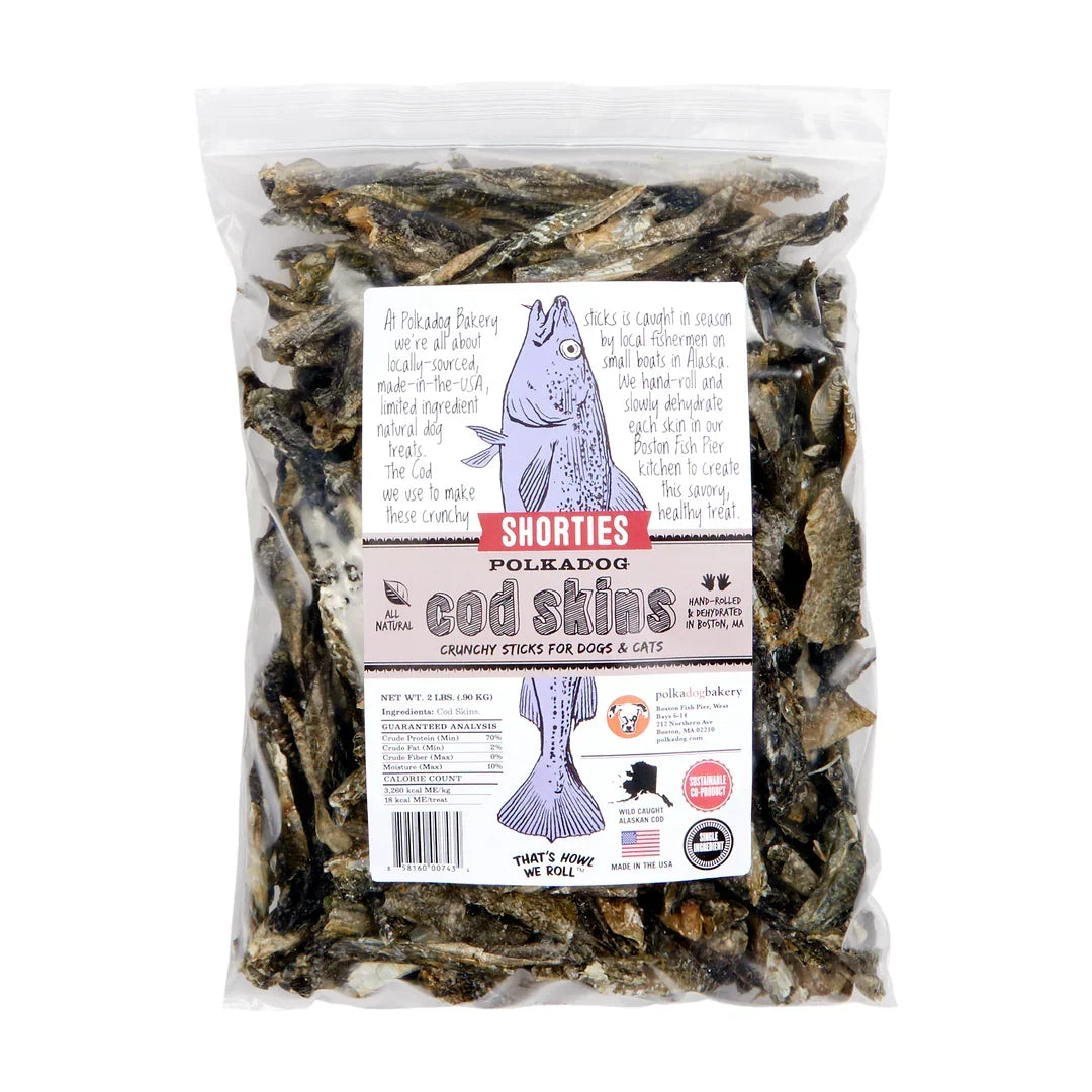 Dog Treats Polkadog Cod Skin Shorties Crunchy Fish Chews 2oz